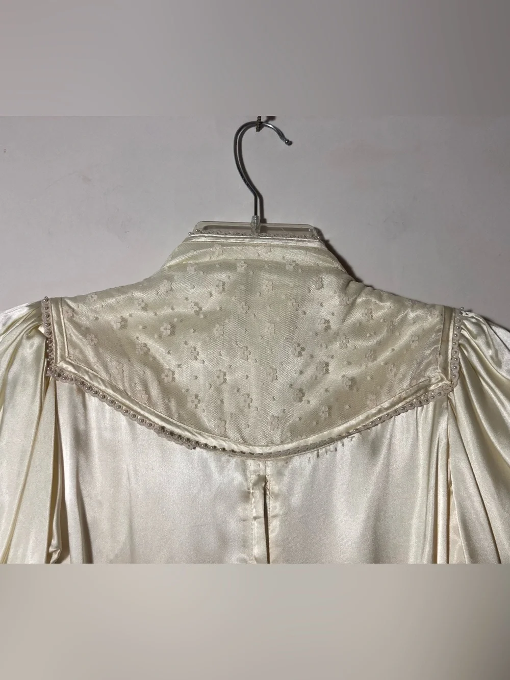Gunne Sax 1970’s Satin Corset Maxi Dress Lace Beads Size 7 (Size XSmall) AS IS - Picture 6 of 16